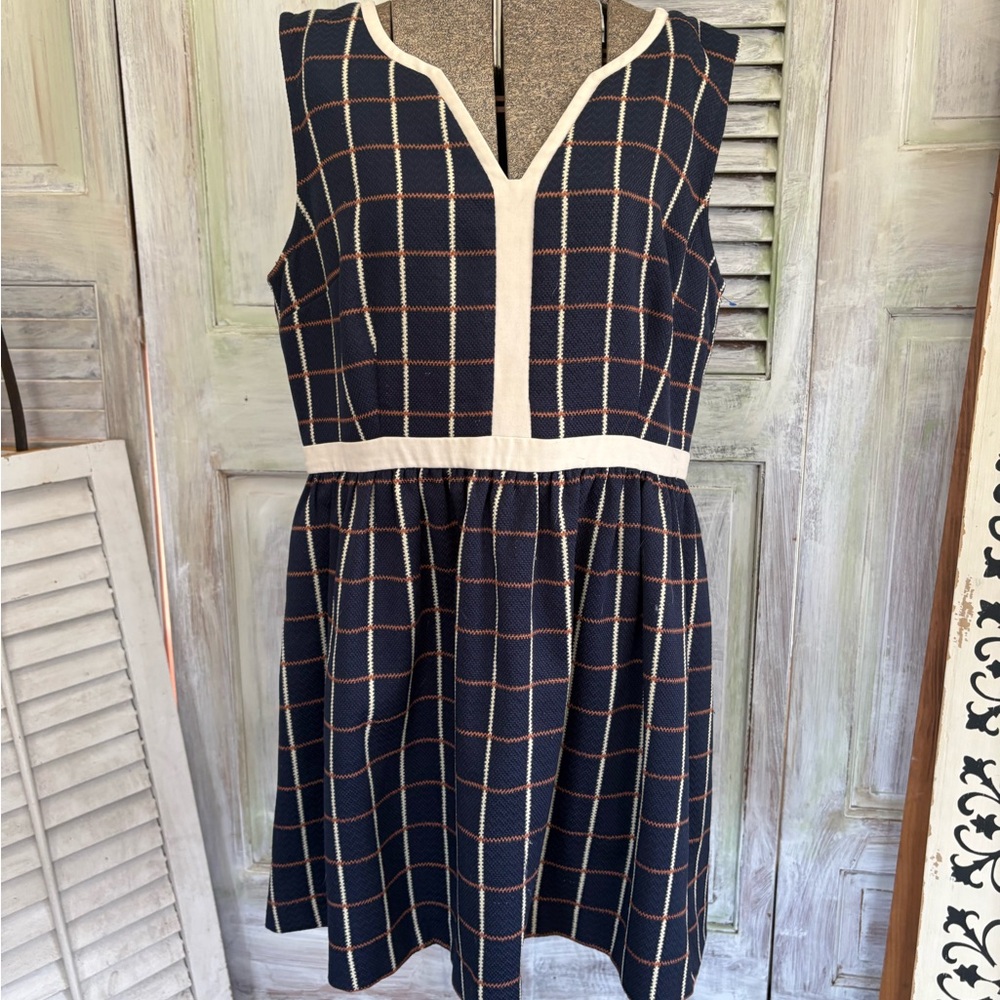 Modcloth Navy and White Grid Mini Dress - Picture 1 of 5